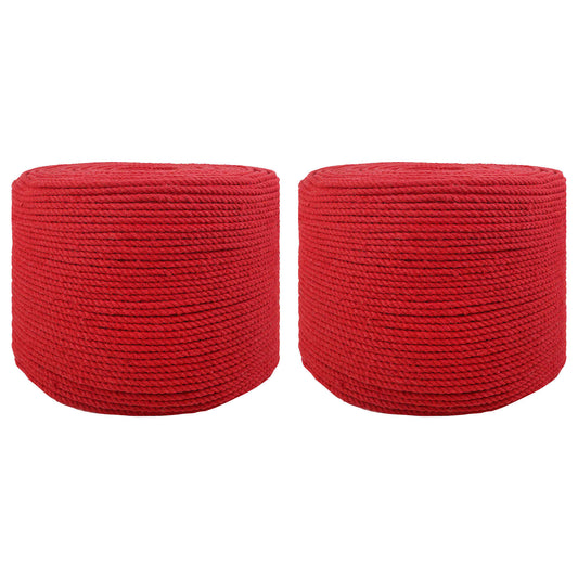 Cotton Twine 2 pcs 2 mm 100 m Red 100% Cotton