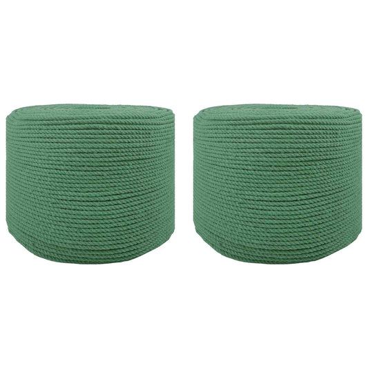 Cotton Twine 2 pcs 2 mm 100 m Green 100% Cotton