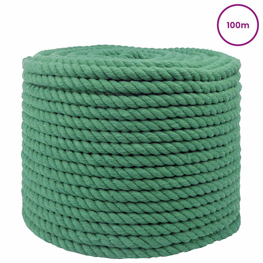 Cotton Rope 14 mm 100 m Green 100% Cotton