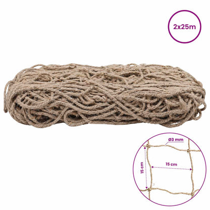 Jute Plant Support Netting Natural 2 x 25 m 100% Tossa Jute