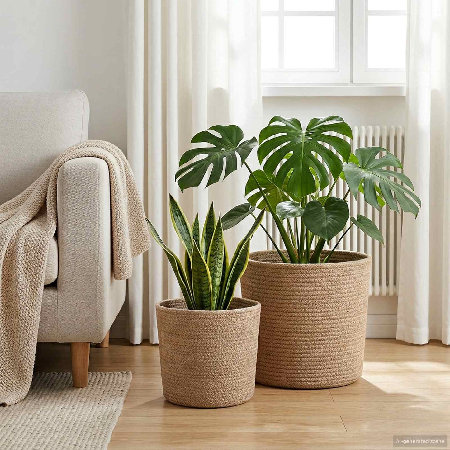 Plant Pot Set 2 pcs Natural Ø 28 x 28 cm 100% Tossa Jute