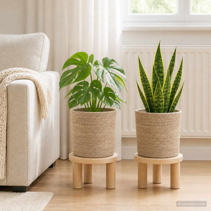 Plant Pot Set 2 pcs Natural Ø 21 x 21 cm 100% Tossa Jute
