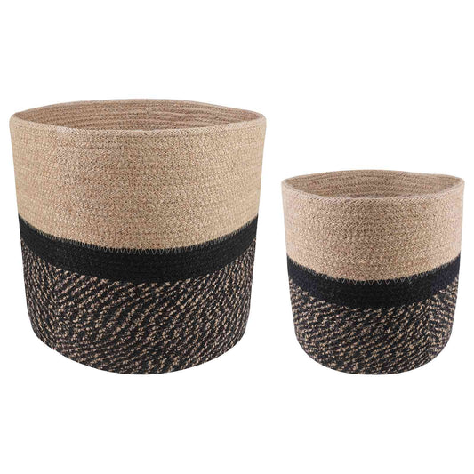 Plant Pot Set 2 pcs Natural and Black Ø 28 x 28 cm