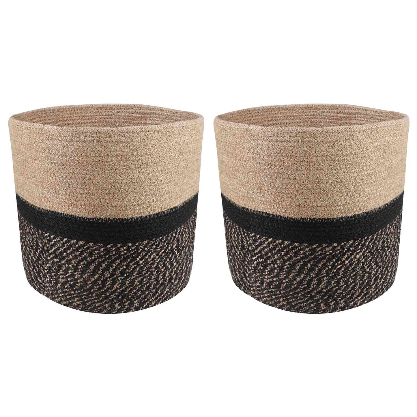 Plant Pot Set 2 pcs Natural and Black Ø 28 x 28 cm