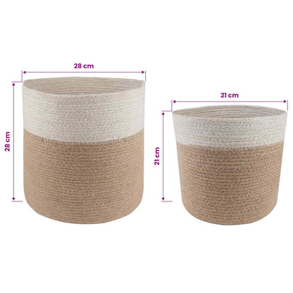 Plant Pot Set 2 pcs Natural and White Ø 28 x 28 cm