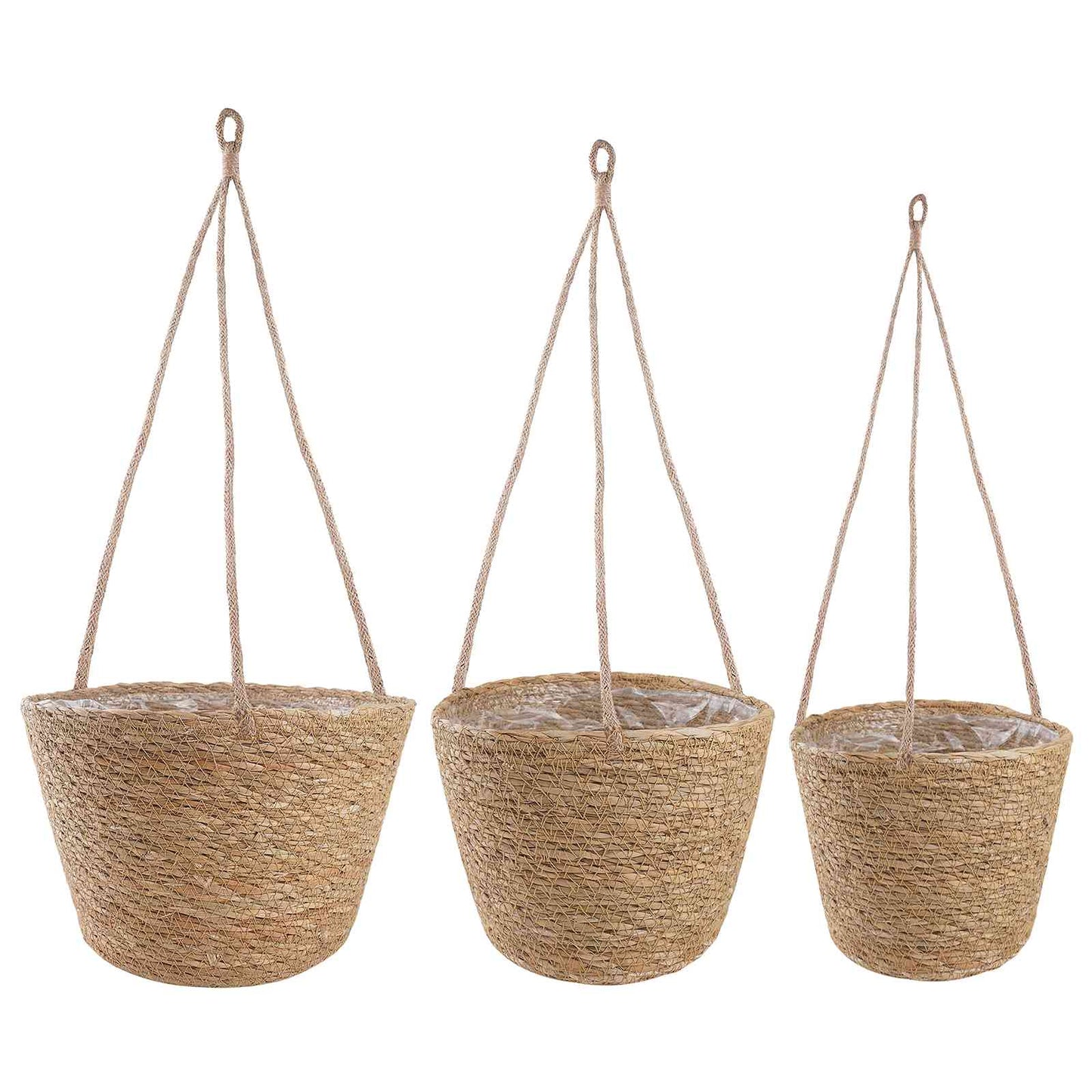 Seagrass Plant Baskets 3 pcs Natural Ø26 x 19 cm 100% Seagrass