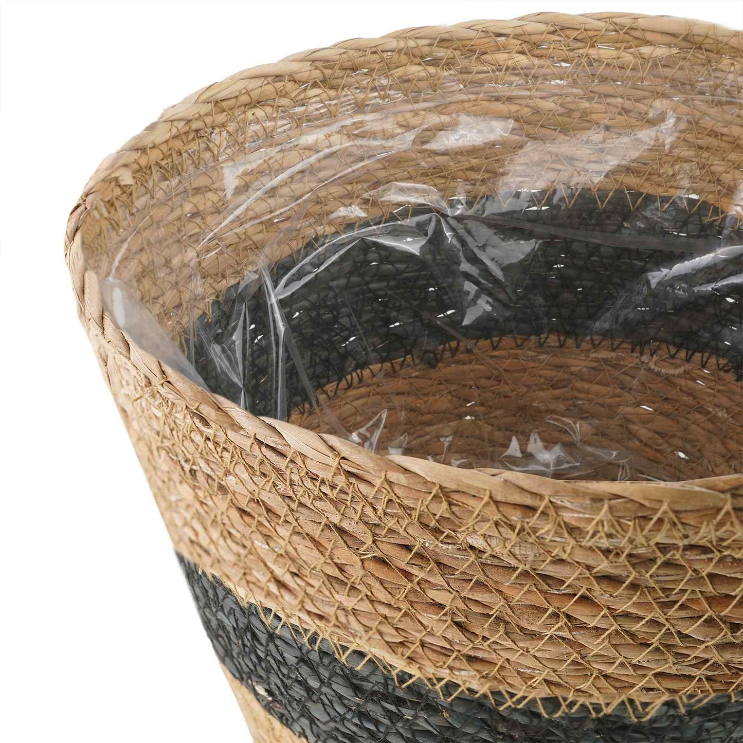 Seagrass Plant Baskets 3 pcs Natural and Black Ø26 x 19 cm