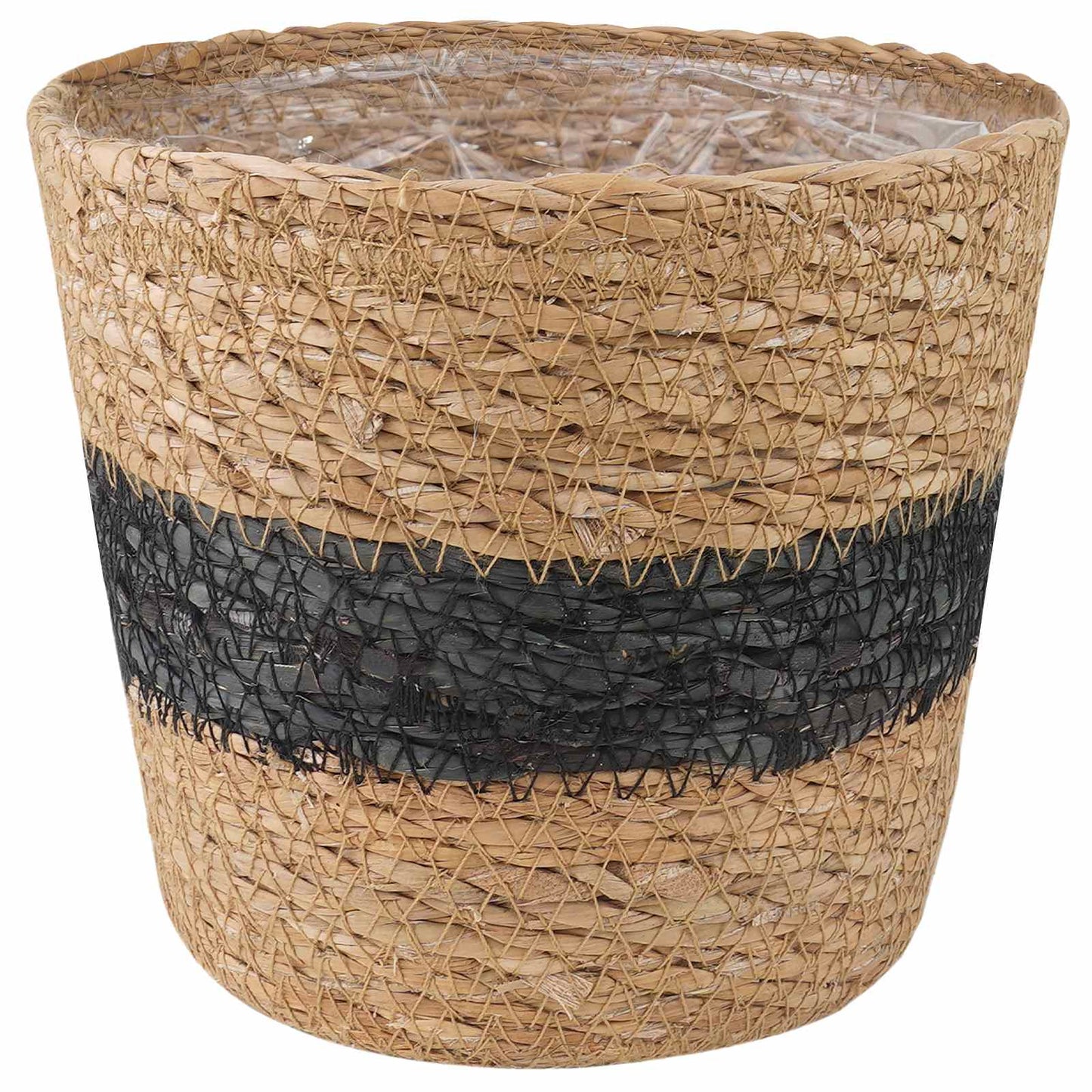 Seagrass Plant Baskets 3 pcs Natural and Black Ø26 x 19 cm