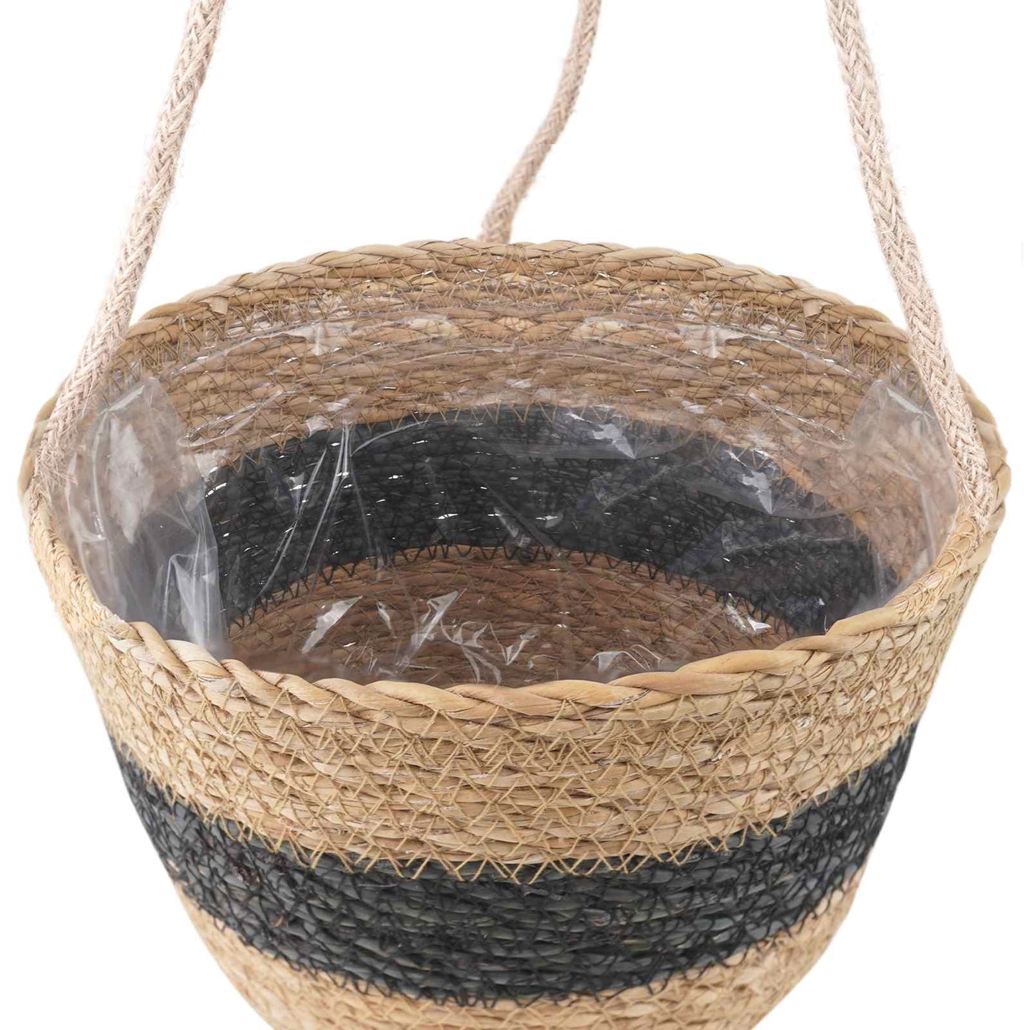 Seagrass Plant Baskets 3 pcs Natural and Black Ø26 x 19 cm