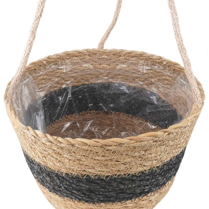 Seagrass Plant Baskets 3 pcs Natural and Black Ø26 x 19 cm