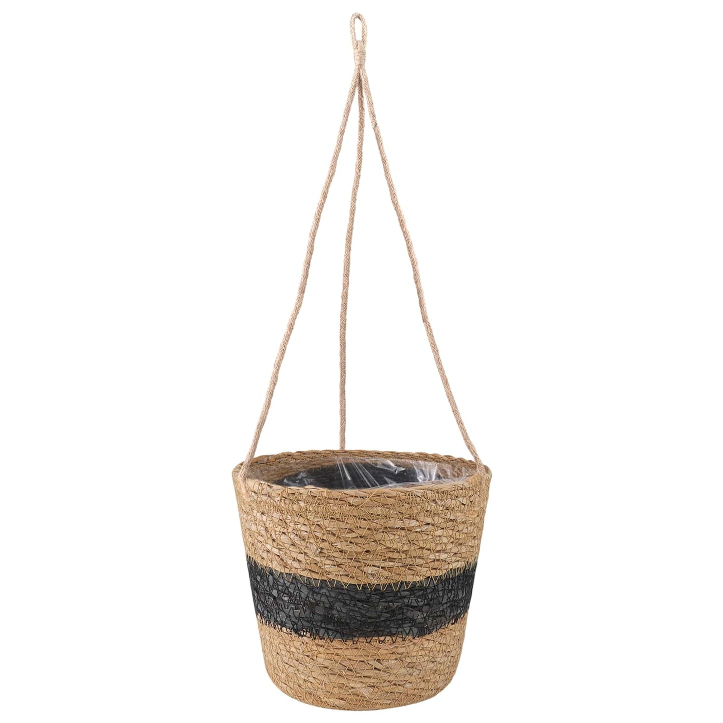 Seagrass Plant Baskets 3 pcs Natural and Black Ø26 x 19 cm