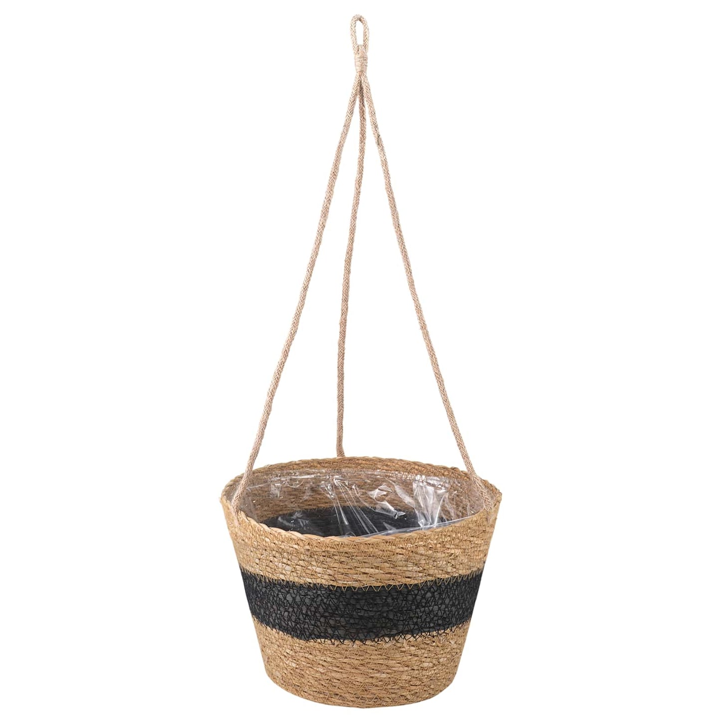 Seagrass Plant Baskets 3 pcs Natural and Black Ø26 x 19 cm