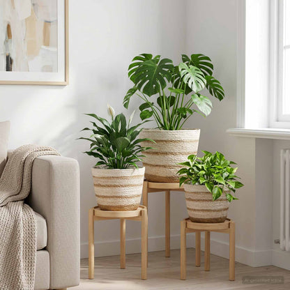 3 pcs Natural ,White and Beige Ø26 x 19 cm 100% Seagrass
