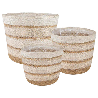 Seagrass Plant Baskets 3 pcs Natural,White and Beige