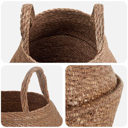Plant Pot with Handles Natural Ø 22 x 20 cm 100% Seagrass