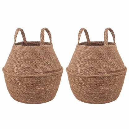 Plant Pot with Handles 2 pcs Natural Ø 22 x 20 cm 100% Seagrass