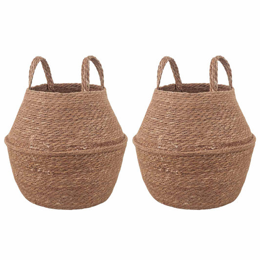 Plant Pot with Handles 2 pcs Natural Ø 22 x 20 cm 100% Seagrass