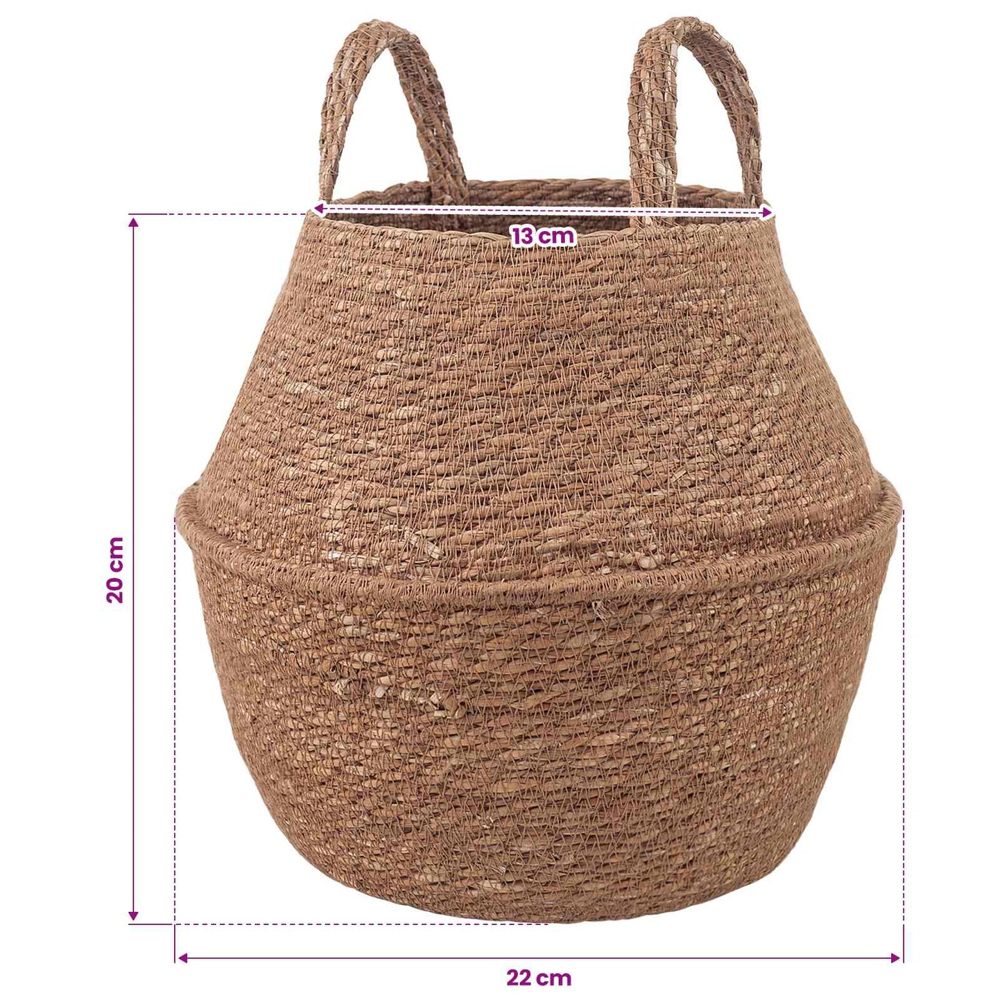Plant Pot with Handles 2 pcs Natural Ø 22 x 20 cm 100% Seagrass