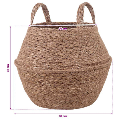 Plant Pot with Handles Natural Ø 32 x 32 cm 100% Seagrass