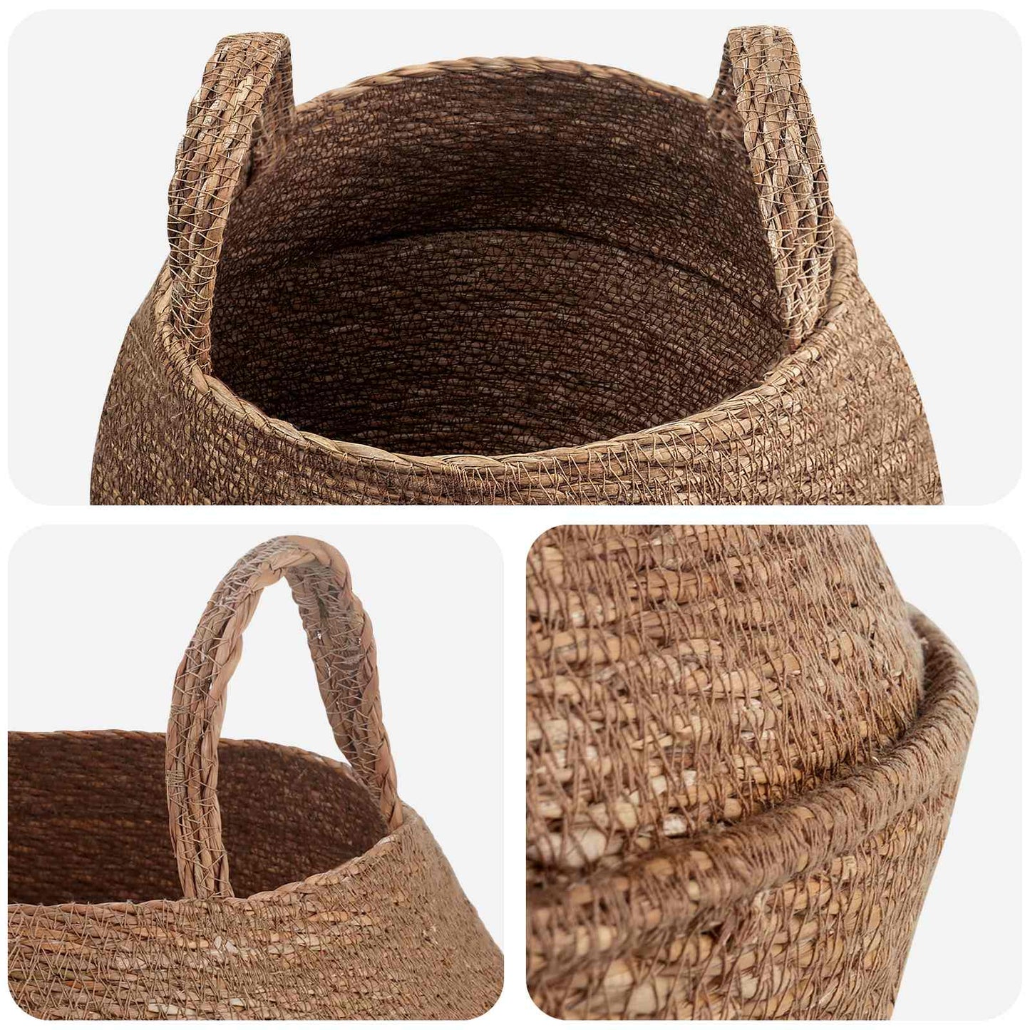 Plant Pot with Handles 2 pcs Natural Ø 32 x 32 cm 100% Seagrass