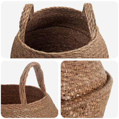 Plant Pot with Handles 2 pcs Natural Ø 32 x 32 cm 100% Seagrass