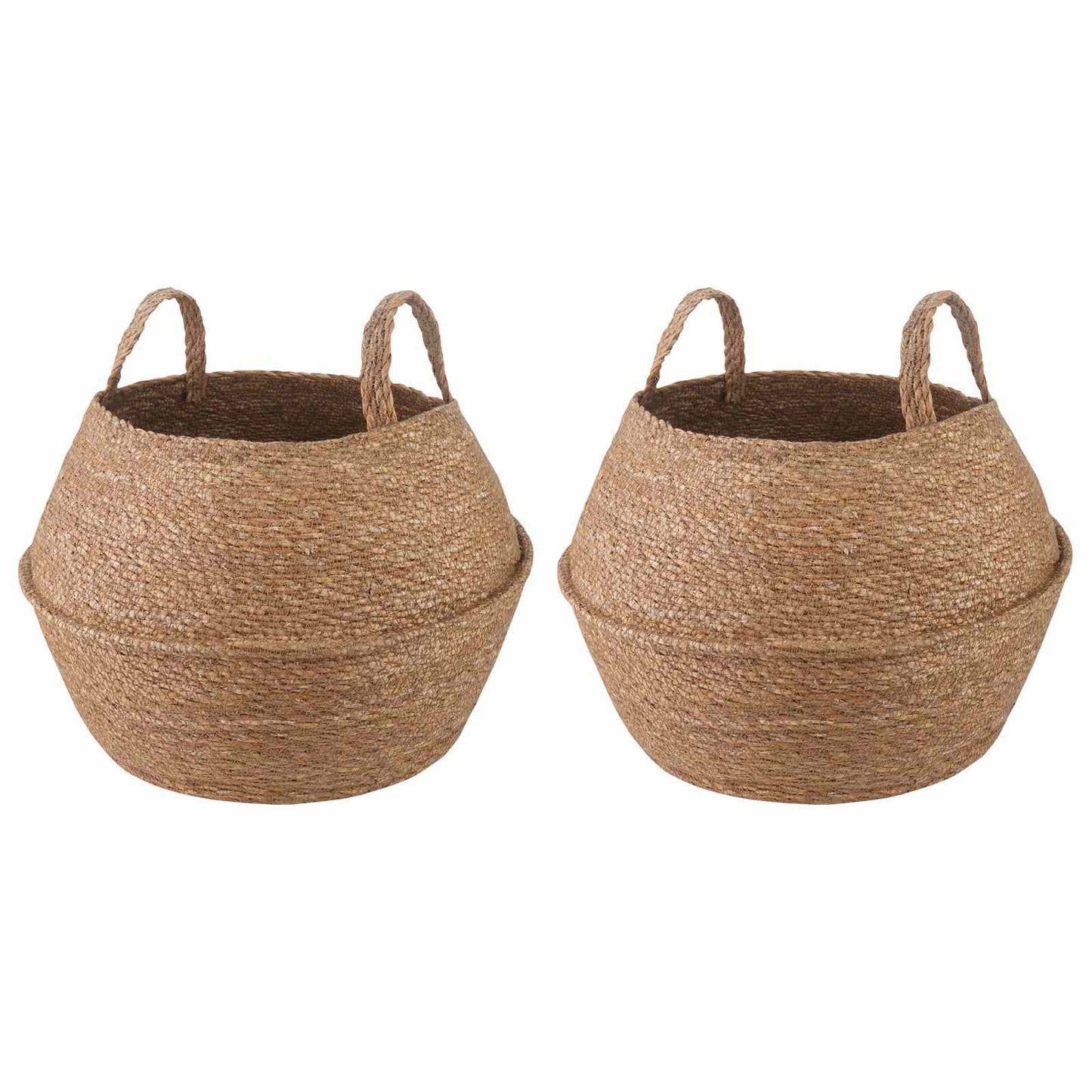Plant Pot with Handles 2 pcs Natural Ø 32 x 32 cm 100% Seagrass