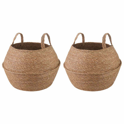 Plant Pot with Handles 2 pcs Natural Ø 32 x 32 cm 100% Seagrass