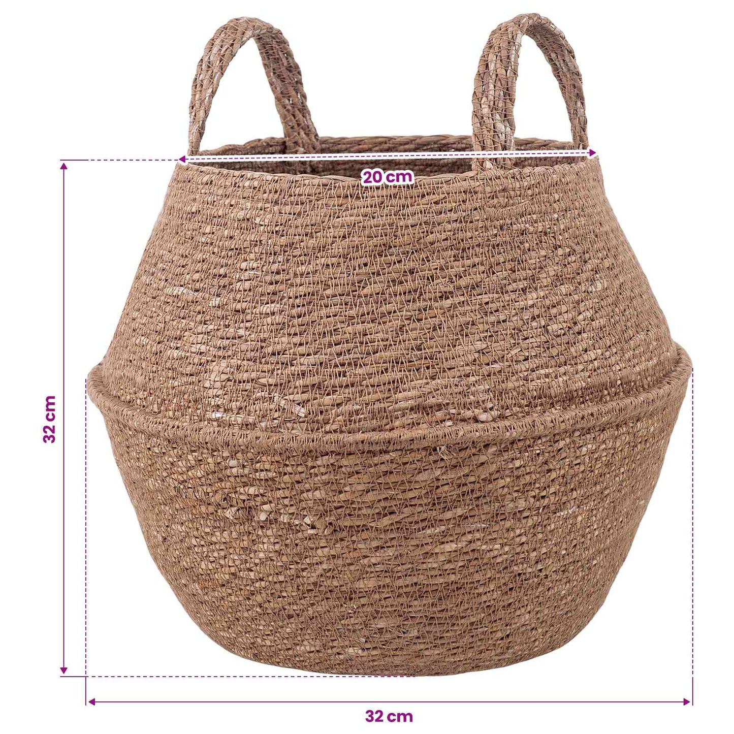 Plant Pot with Handles 2 pcs Natural Ø 32 x 32 cm 100% Seagrass