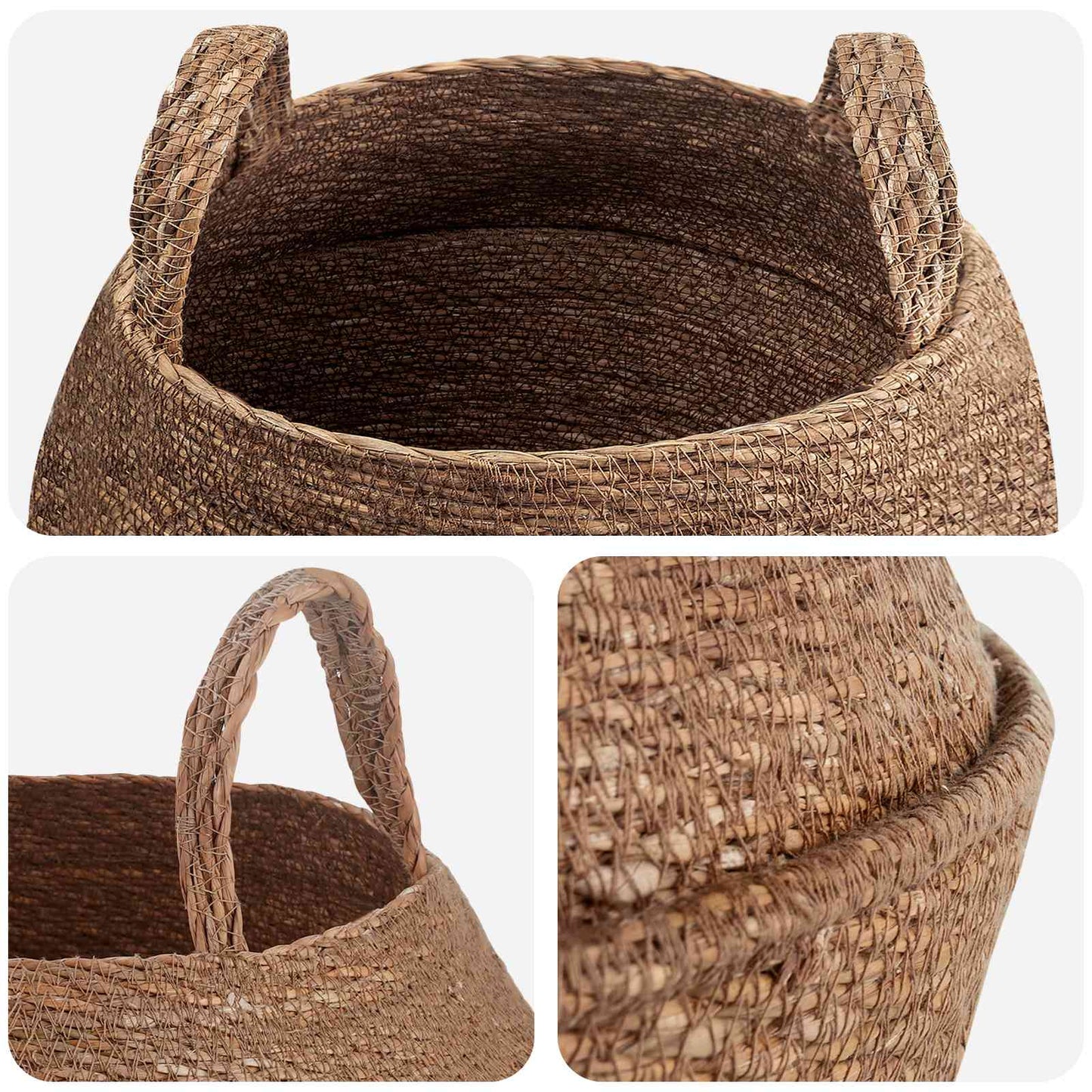 Plant Pot with Handles Natural Ø 45 x 36 cm 100% Seagrass
