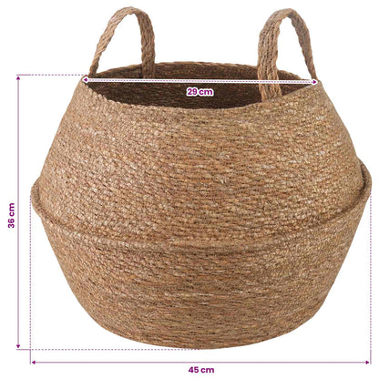 Plant Pot with Handles Natural Ø 45 x 36 cm 100% Seagrass