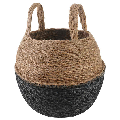 Plant Pot with Handles Black Ø 22 x 20 cm 100% Seagrass