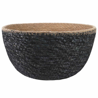 Plant Pot with Handles Black Ø 22 x 20 cm 100% Seagrass