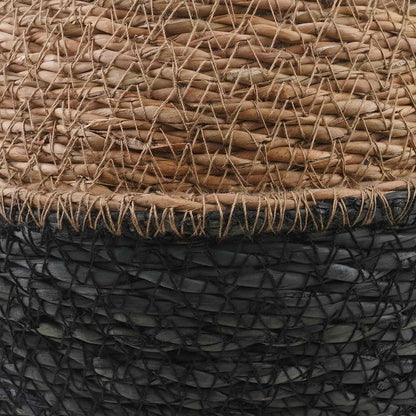 Plant Pot with Handles 2 pcs Black Ø 22 x 20 cm 100% Seagrass