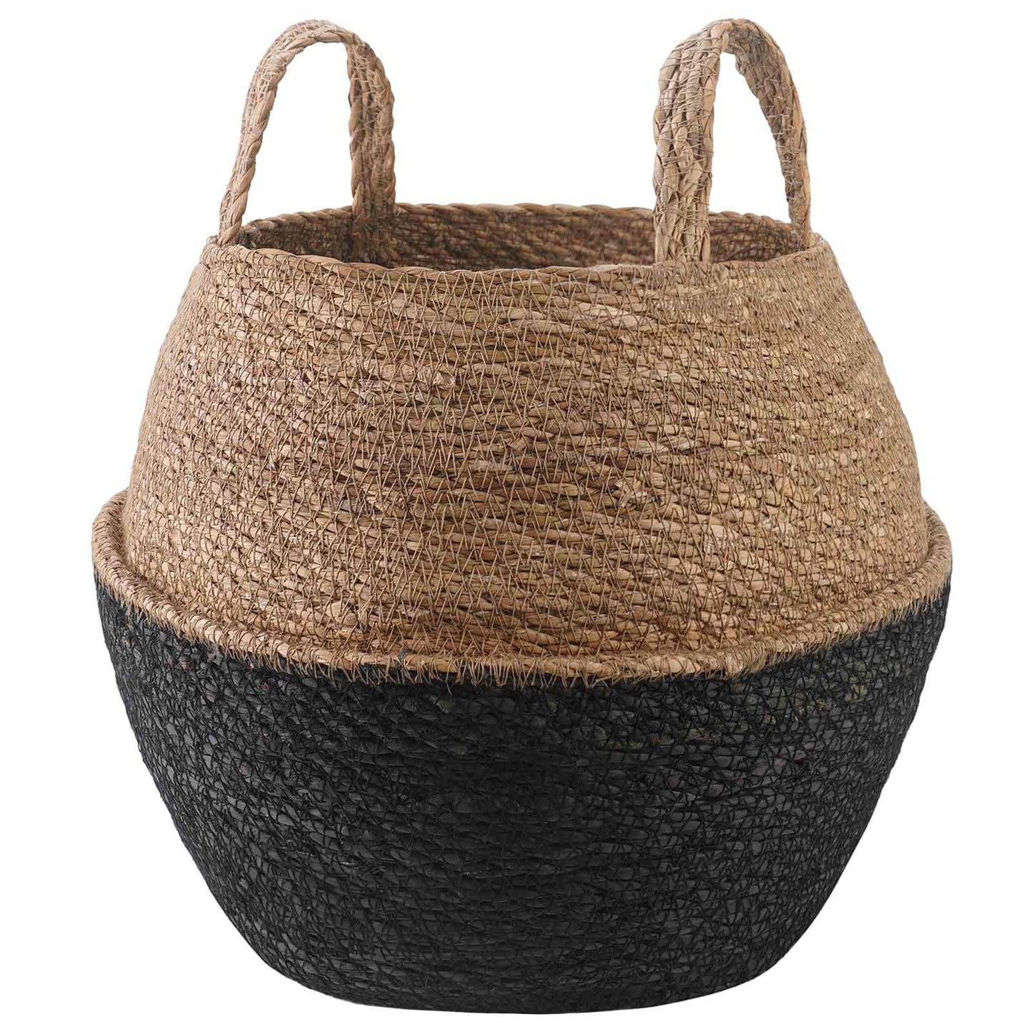 Plant Pot with Handles Black Ø 32 x 32 cm 100% Seagrass
