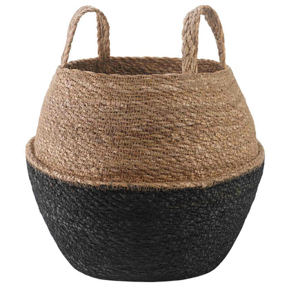 Plant Pot with Handles Black Ø 32 x 32 cm 100% Seagrass