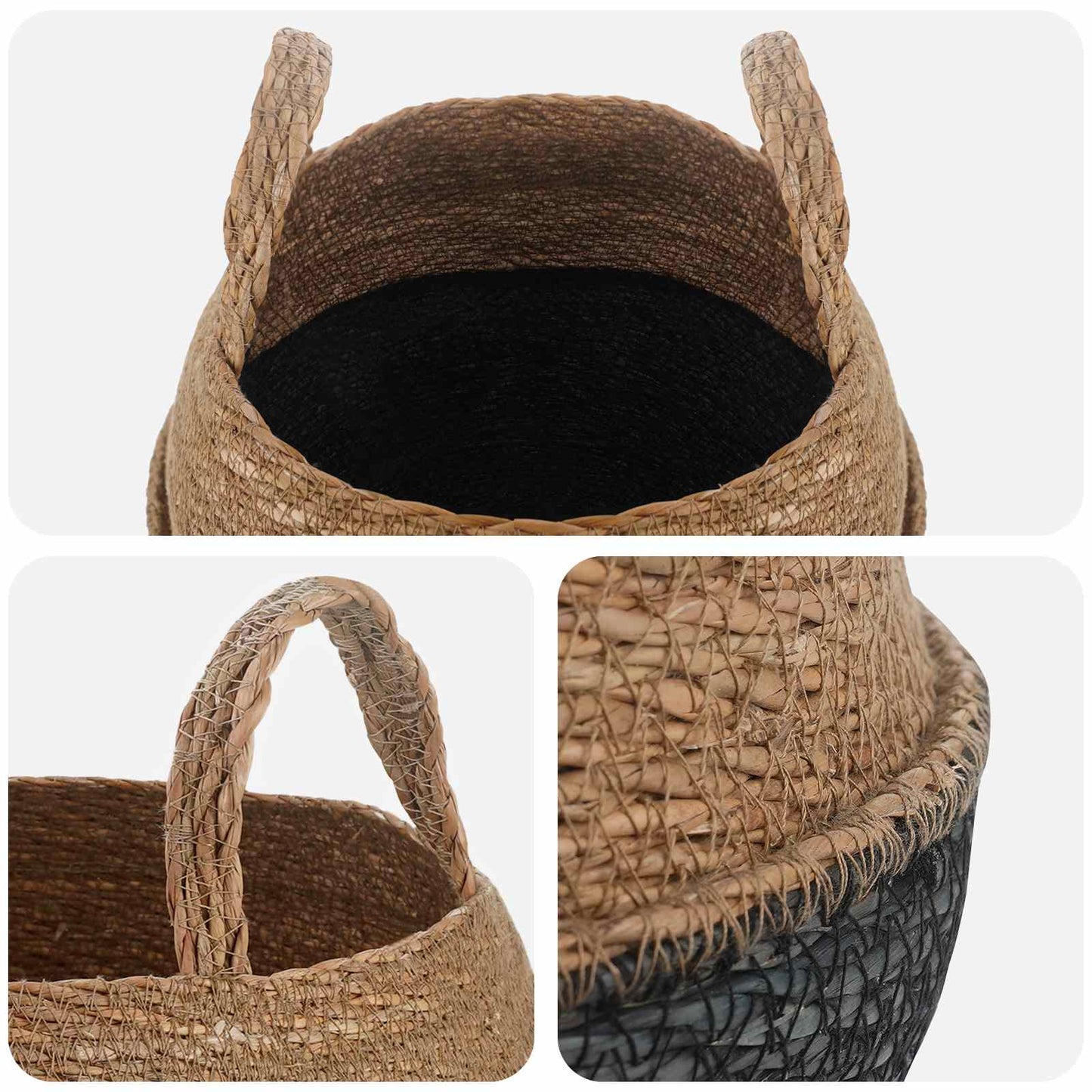 Plant Pot with Handles 2 pcs Black Ø 32 x 32 cm 100% Seagrass