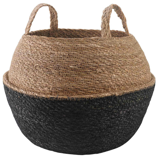 Plant Pot with Handles Black Ø 45 x 36 cm 100% Seagrass