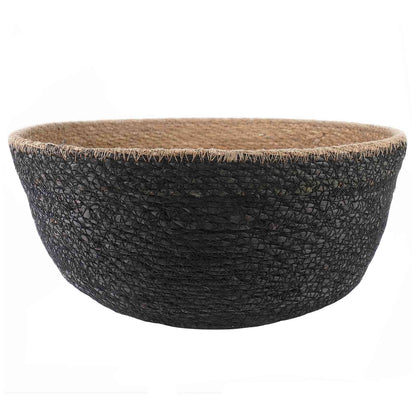 Plant Pot with Handles Black Ø 45 x 36 cm 100% Seagrass