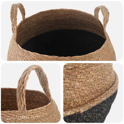 Plant Pot with Handles 2 pcs Black Ø 45 x 36 cm 100% Seagrass