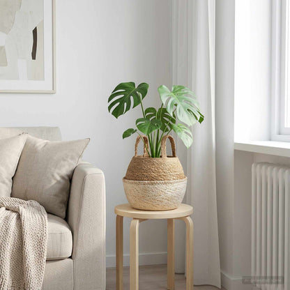 Plant Pot with Handles White Ø 22 x 20 cm 100% Seagrass