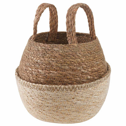 Plant Pot with Handles White Ø 22 x 20 cm 100% Seagrass
