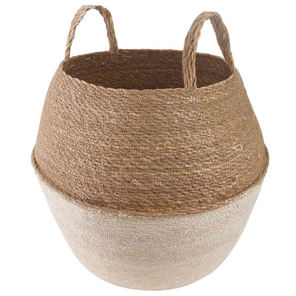 Plant Pot with Handles White Ø 32 x 32 cm 100% Seagrass