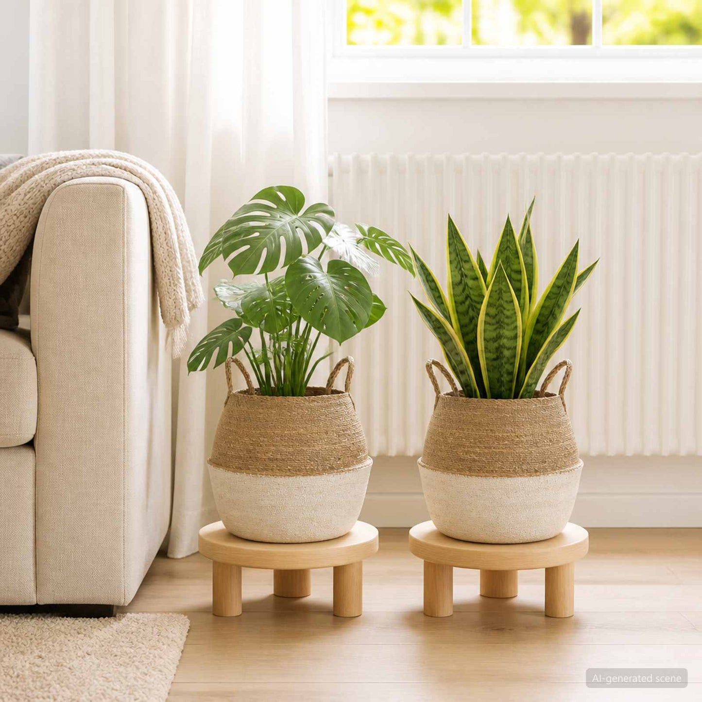 Plant Pot with Handles 2 pcs White Ø 32 x 32 cm 100% Seagrass