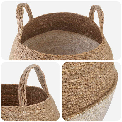 Plant Pot with Handles 2 pcs White Ø 45 x 36 cm 100% Seagrass
