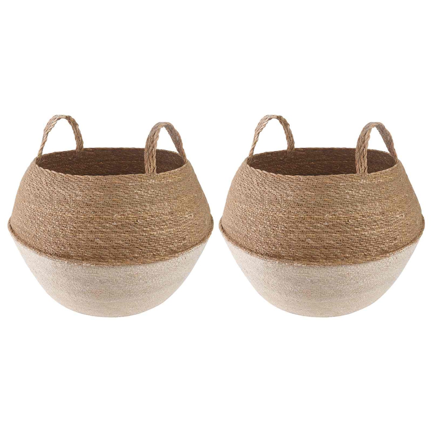 Plant Pot with Handles 2 pcs White Ø 45 x 36 cm 100% Seagrass
