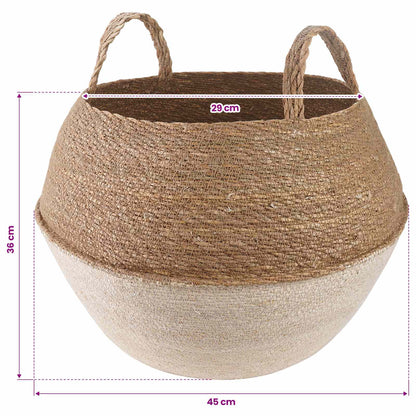 Plant Pot with Handles 2 pcs White Ø 45 x 36 cm 100% Seagrass