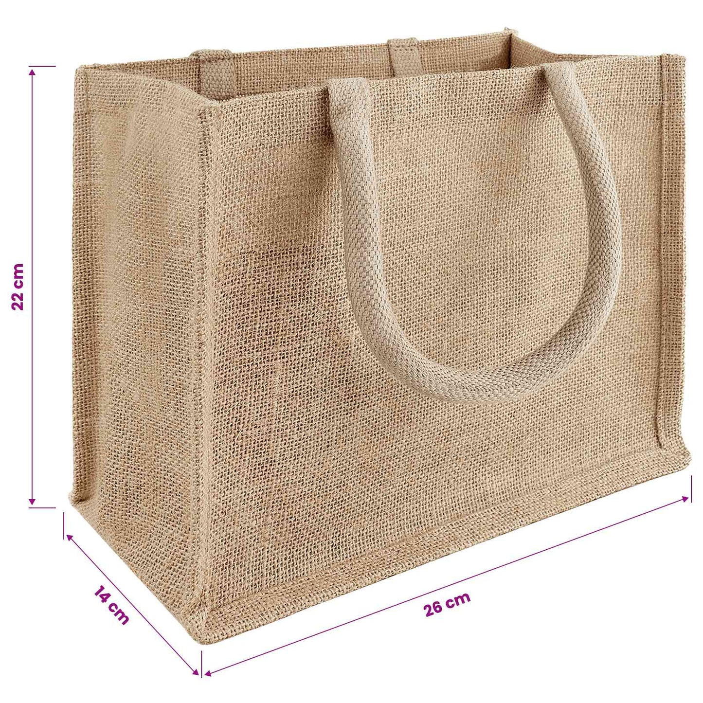 Jute Handbags 50 Natural 26 x 22 x 14 cm 100% Tossa Jute