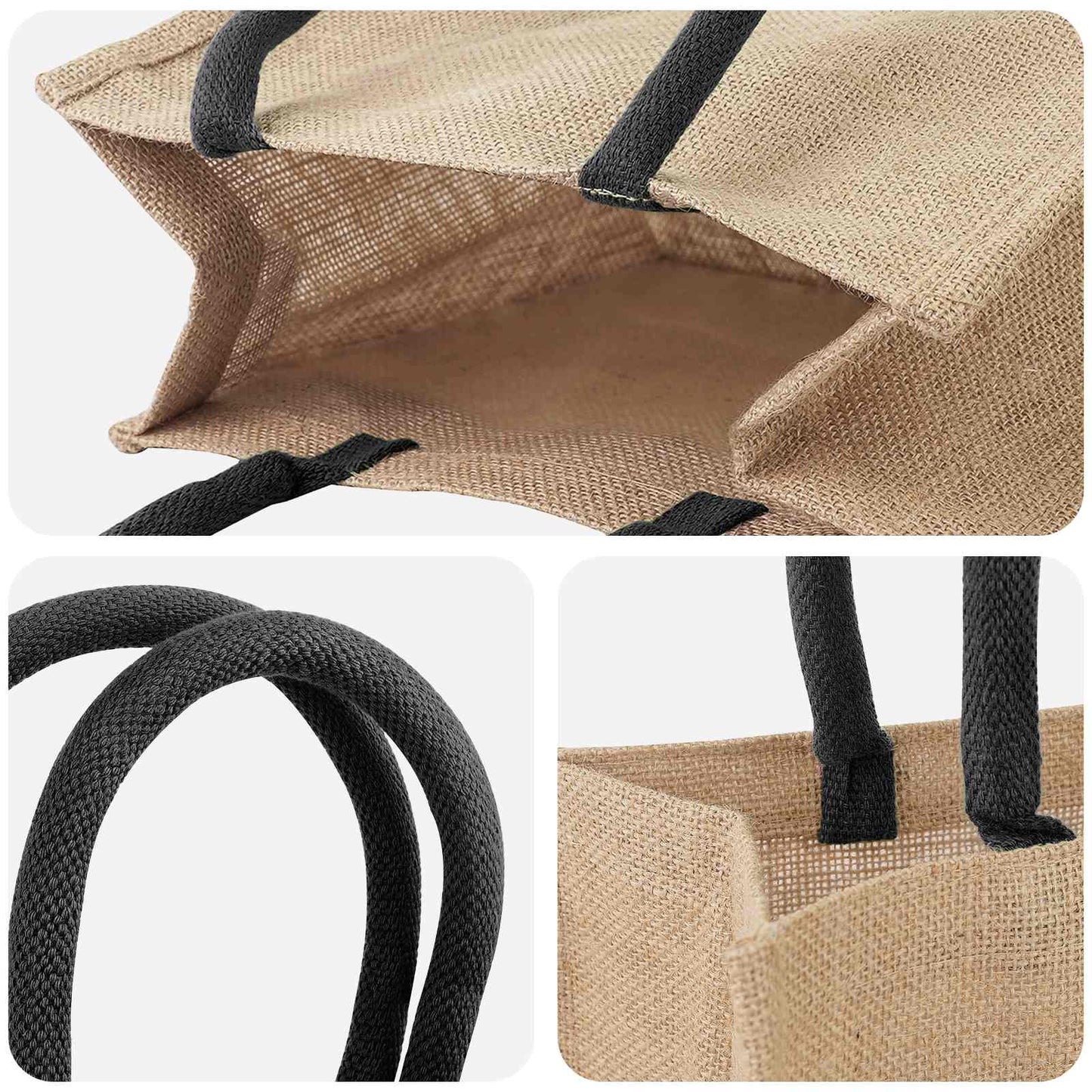 Jute Handbags 5 Natural and Black 26 x 22 x 14 cm