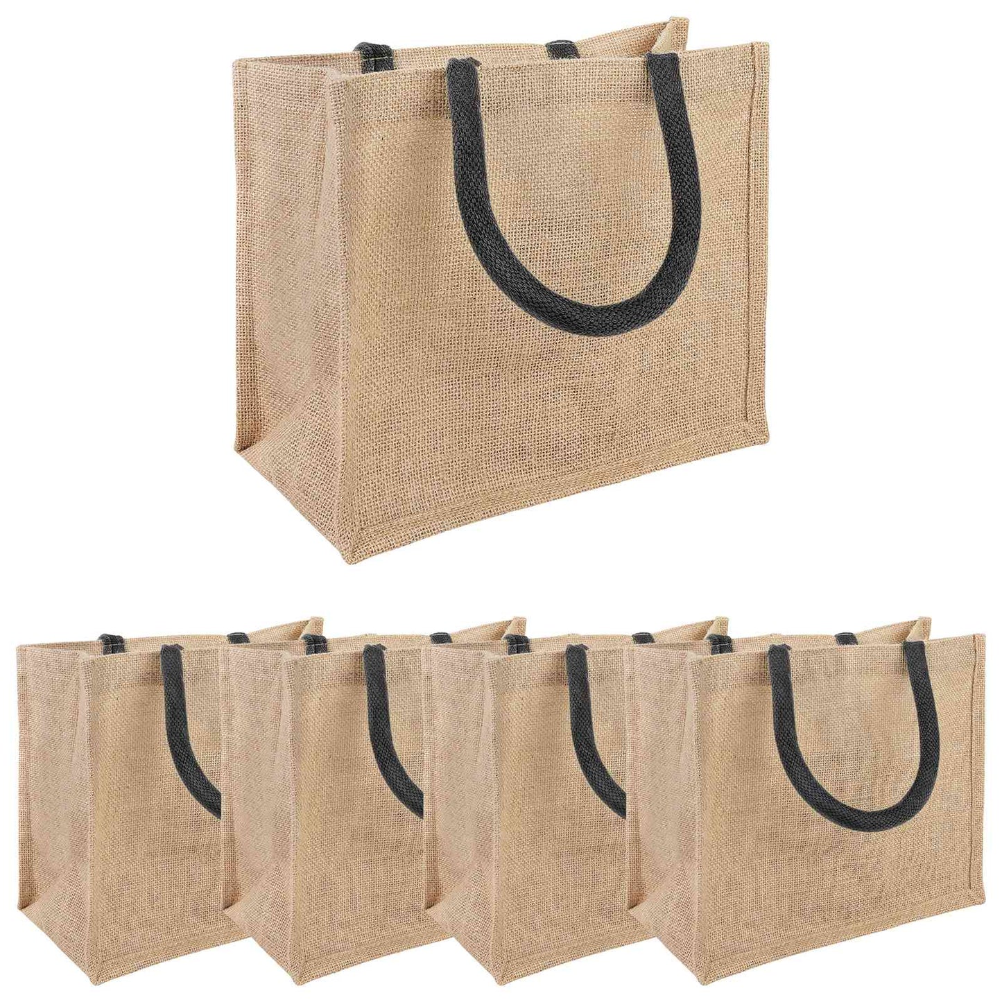 Jute Handbags 5 Natural and Black 26 x 22 x 14 cm
