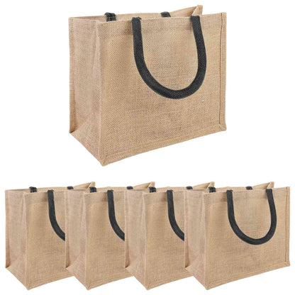 Jute Handbags 5 Natural and Black 26 x 22 x 14 cm